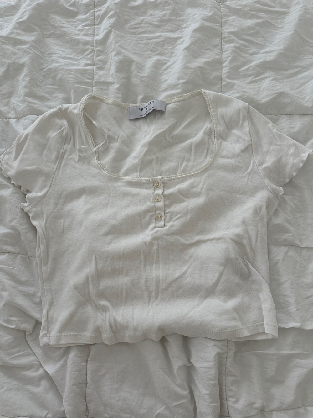 Primark Ivory Scoop Neck Crop Top